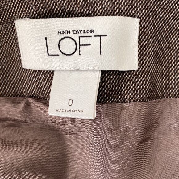 Sz 0 Ann Taylor LOFT tweed brown wool pleated skirt - Picture 6 of 9